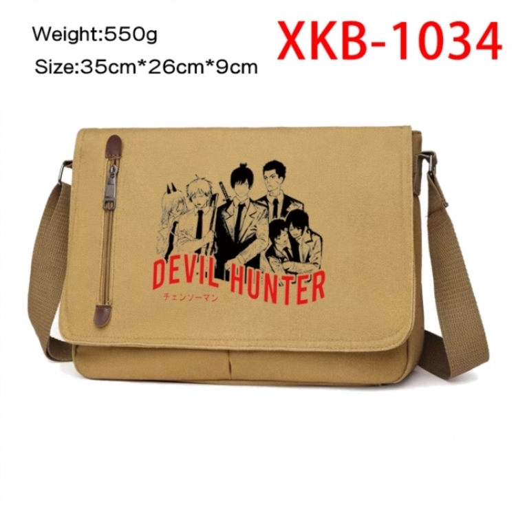 Chainsaw Man Anime Retro Canvas Shoulder Bag Crossbody Bag Mailman Bag 35x26x9cm