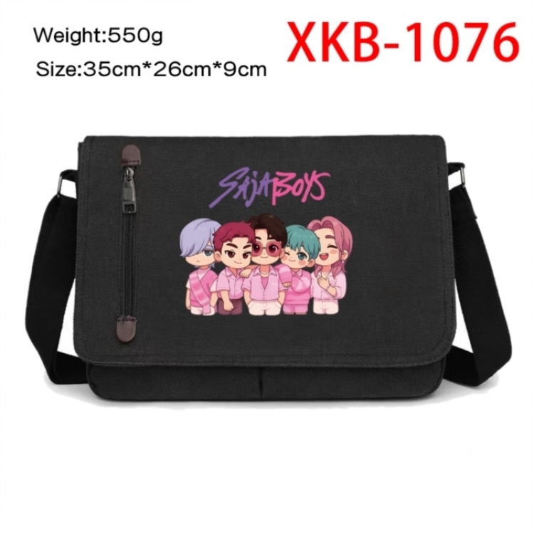 K-Pop Demon Hunters Anime Retro Canvas Shoulder Bag Crossbody Bag Mailman Bag 35x26x9cm