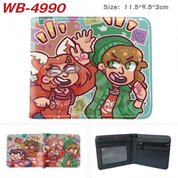 Turning Red Animation color PU leather half fold wallet 11.5X9X2CM