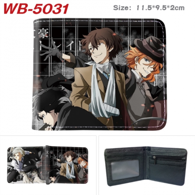 Bungo Stray Dogs Animation color PU leather half fold wallet 11.5X9X2CM