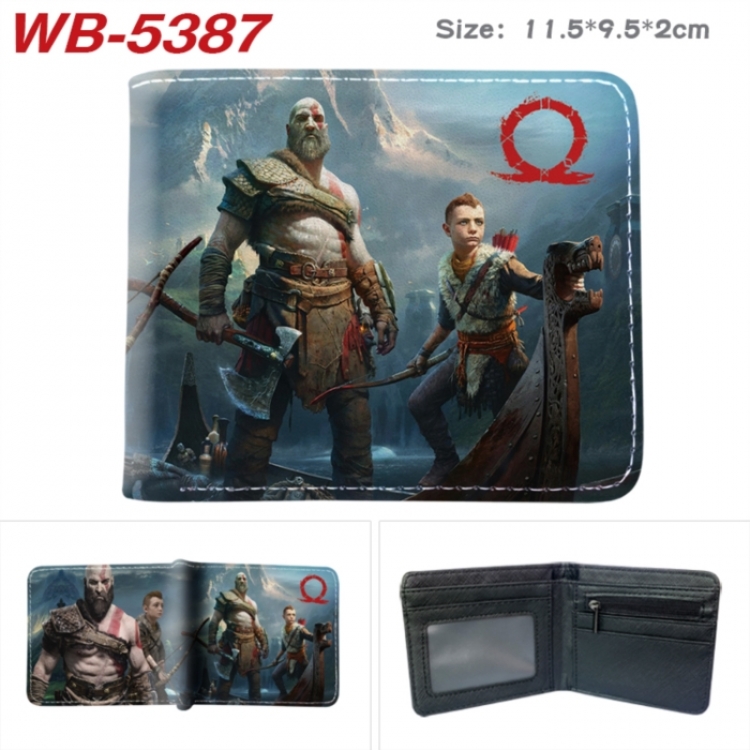 God of War Animation color PU leather half fold wallet 11.5X9X2CM
