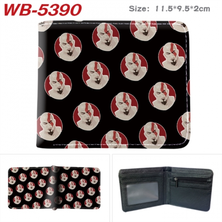 God of War Animation color PU leather half fold wallet 11.5X9X2CM