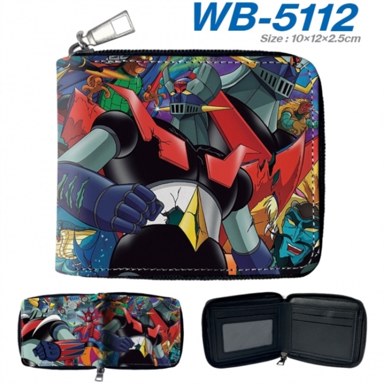 Mazinger-Z Anime color short full zip folding wallet 10x12x2.5cm