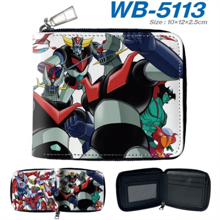 Mazinger-Z Anime color short full zip folding wallet 10x12x2.5cm
