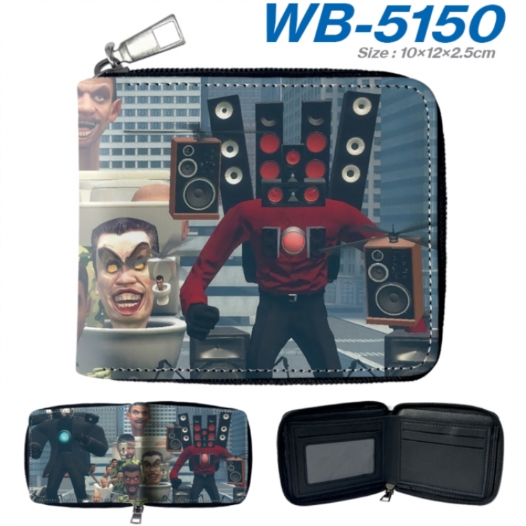 skibidi toilet Anime color short full zip folding wallet 10x12x2.5cm