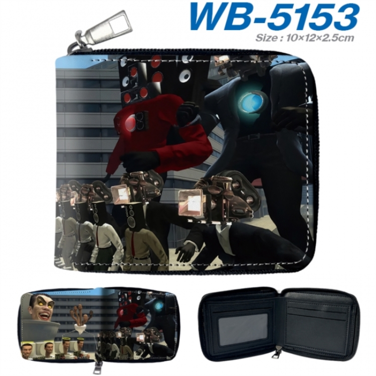 skibidi toilet Anime color short full zip folding wallet 10x12x2.5cm