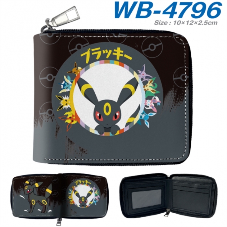 Pokemon Anime color short full zip folding wallet 10x12x2.5cm