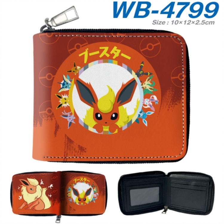 Pokemon Anime color short full zip folding wallet 10x12x2.5cm