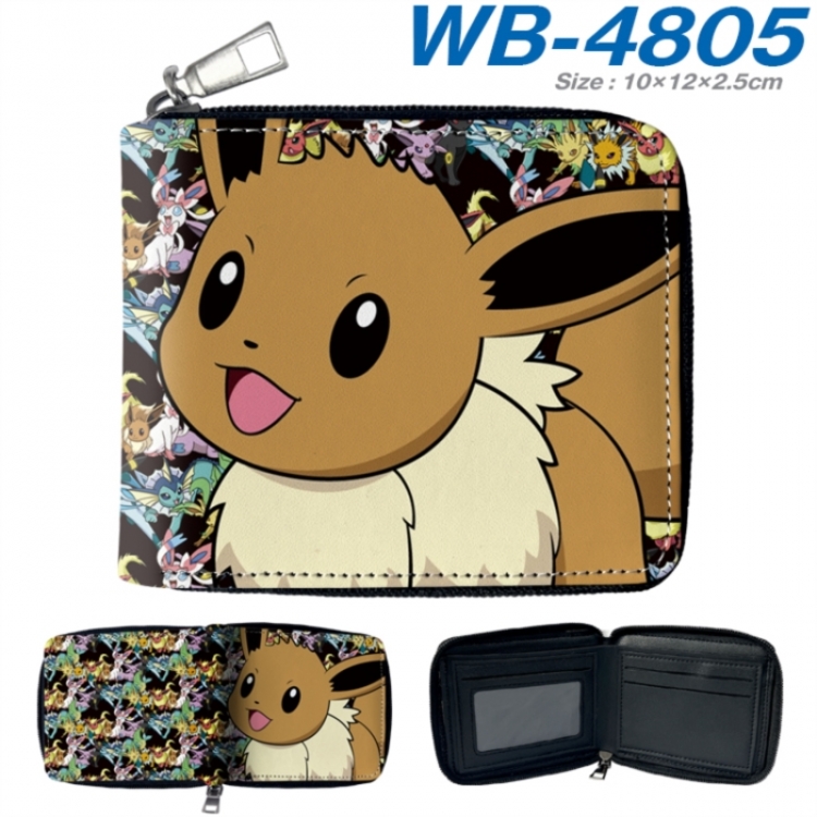 Pokemon Anime color short full zip folding wallet 10x12x2.5cm
