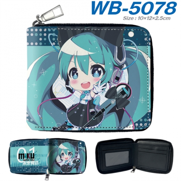 Hatsune Miku Anime color short full zip folding wallet 10x12x2.5cm