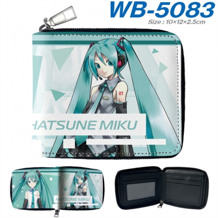 Hatsune Miku Anime color short full zip folding wallet 10x12x2.5cm