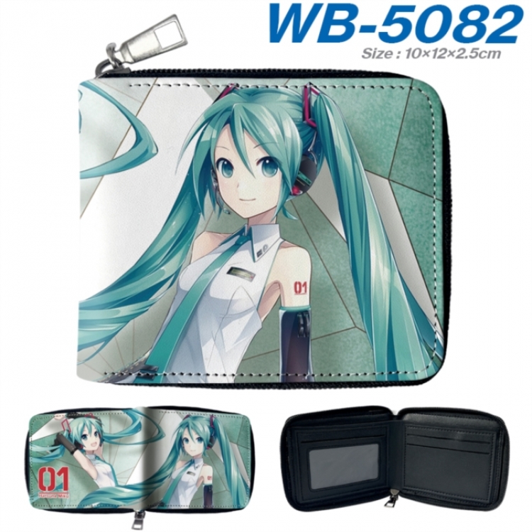 Hatsune Miku Anime color short full zip folding wallet 10x12x2.5cm