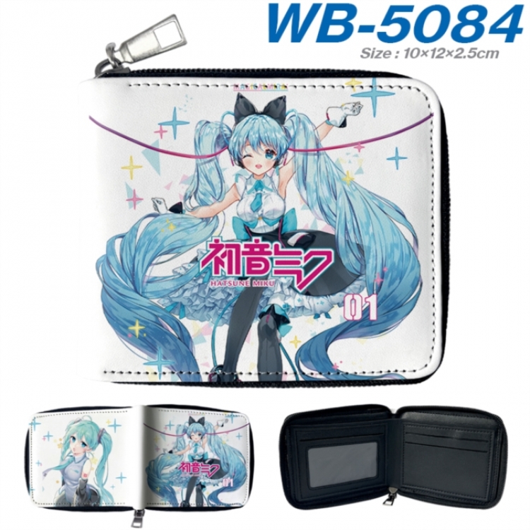 Hatsune Miku Anime color short full zip folding wallet 10x12x2.5cm
