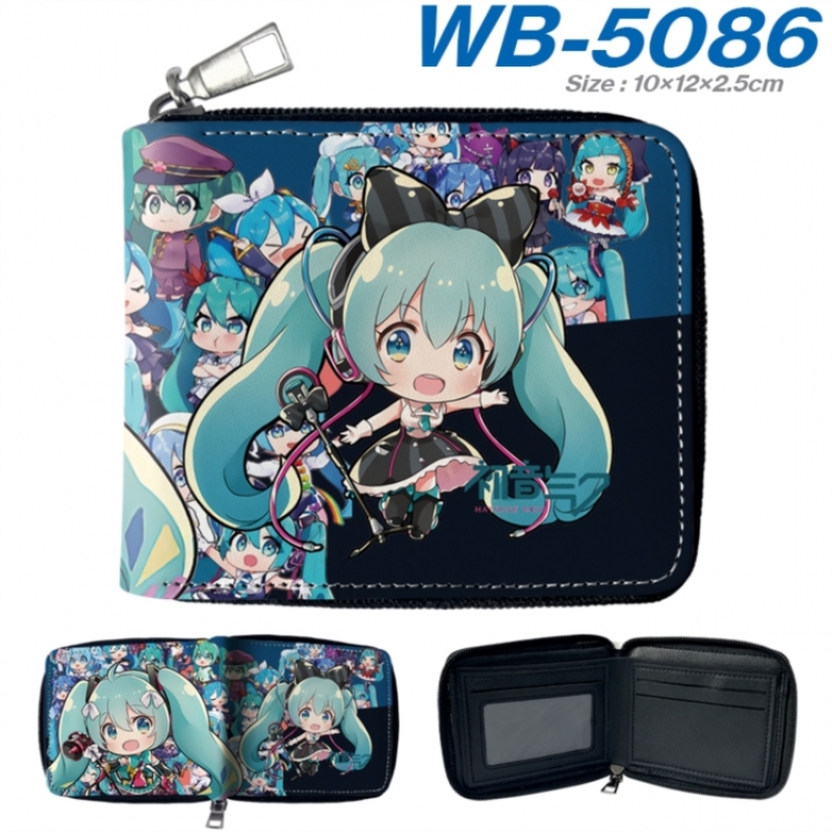 Hatsune Miku Anime color short full zip folding wallet 10x12x2.5cm