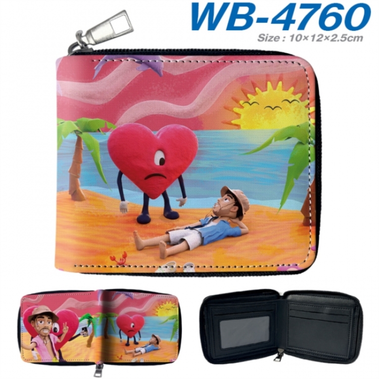 Bad Bunny Anime color short full zip folding wallet 10x12x2.5cm