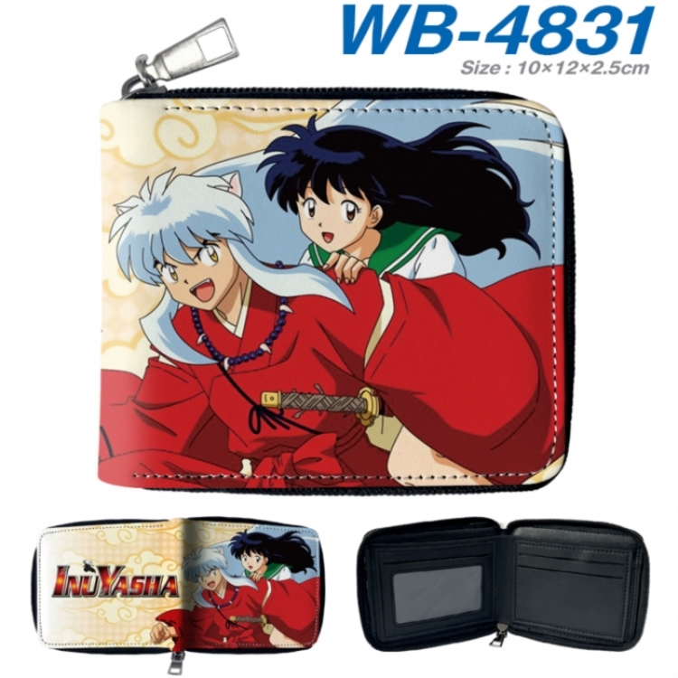 Inuyasha Anime color short full zip folding wallet 10x12x2.5cm