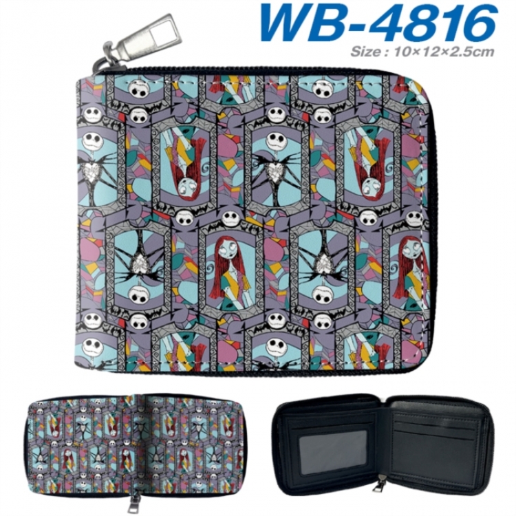 The Nightmare Before Christmas Anime color short full zip folding wallet 10x12x2.5cm