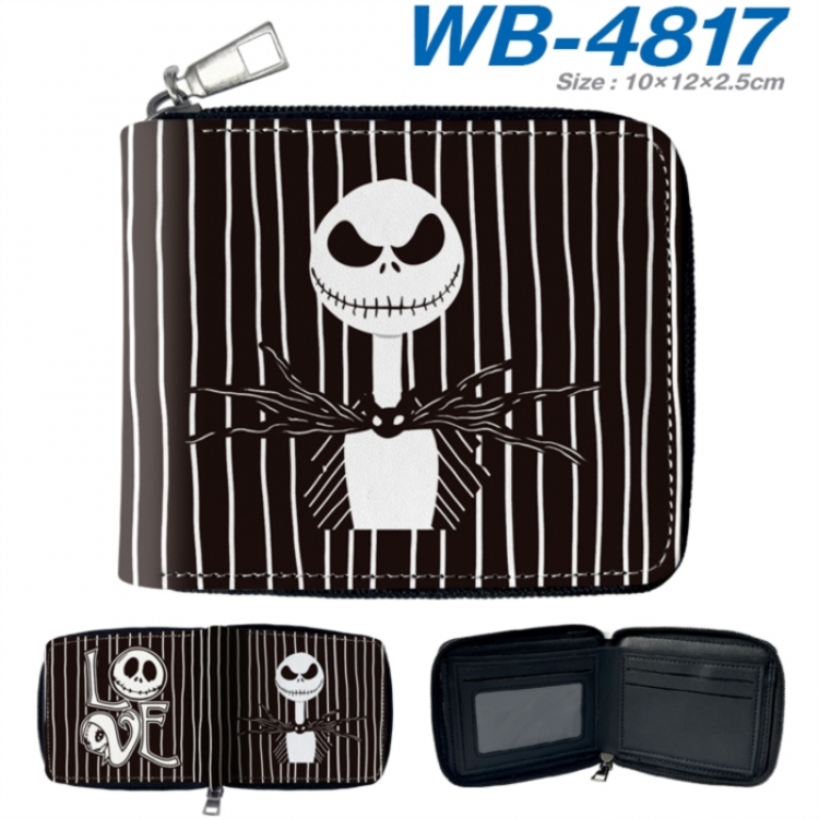 The Nightmare Before Christmas Anime color short full zip folding wallet 10x12x2.5cm