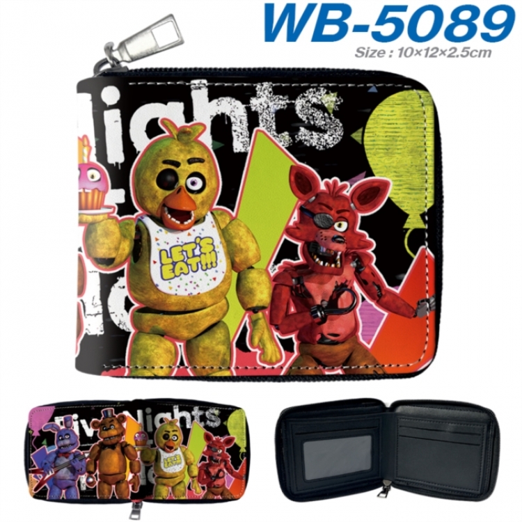 Five Nights at Freddys Anime color short full zip folding wallet 10x12x2.5cm