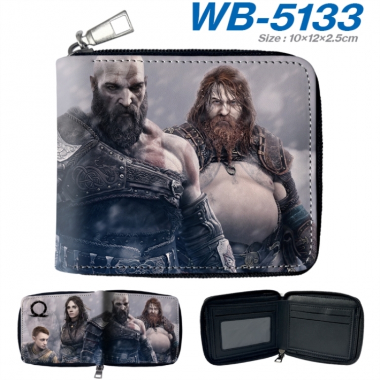 God of War Anime color short full zip folding wallet 10x12x2.5cm