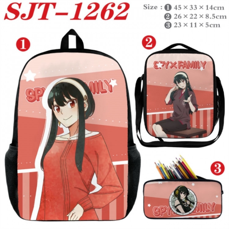 SPY×FAMILY Anime nylon canvas backpack pencil case crossbody bag three piece set 45x33x14cm