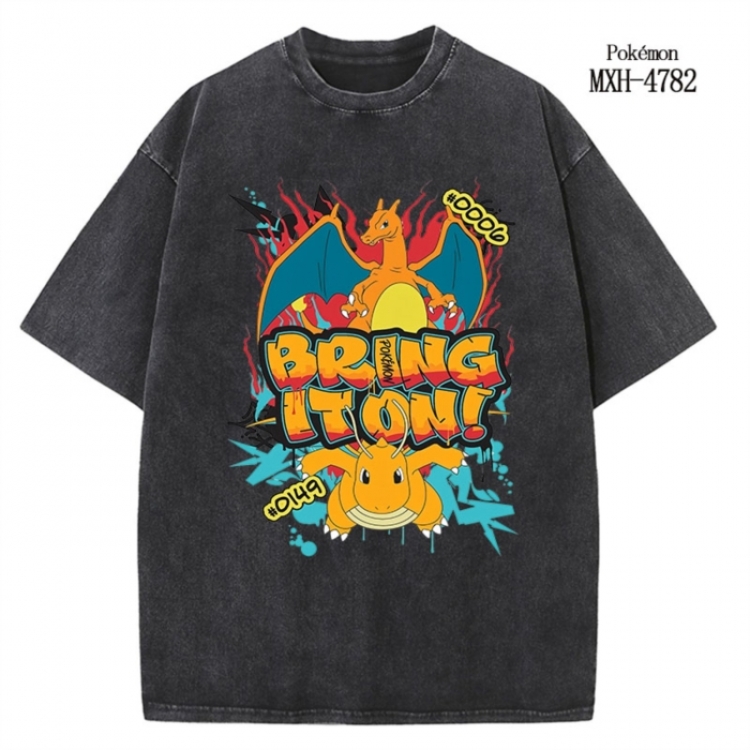 Pokemon Anime peripheral pure cotton washed and worn T-shirt from S to 4XL