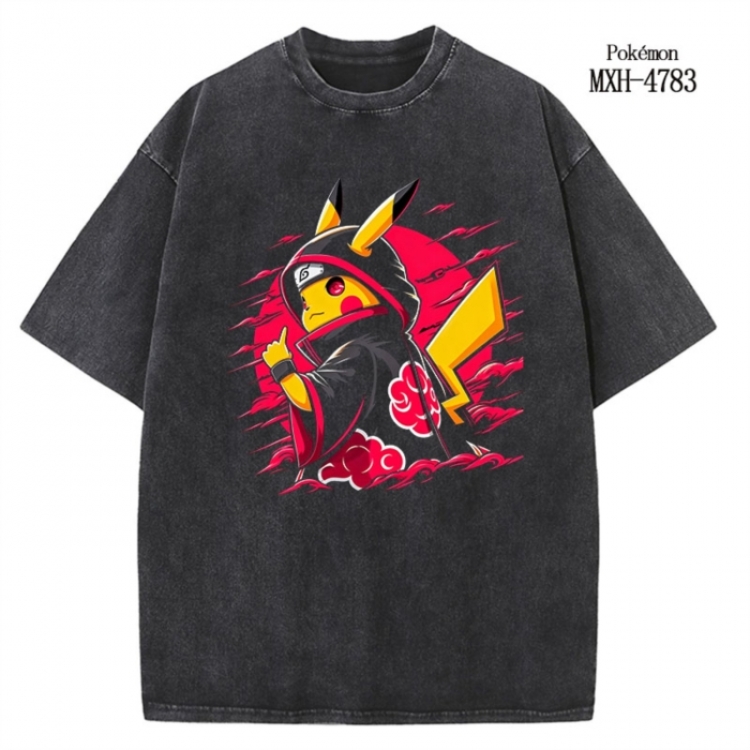 Pokemon Anime peripheral pure cotton washed and worn T-shirt from S to 4XL