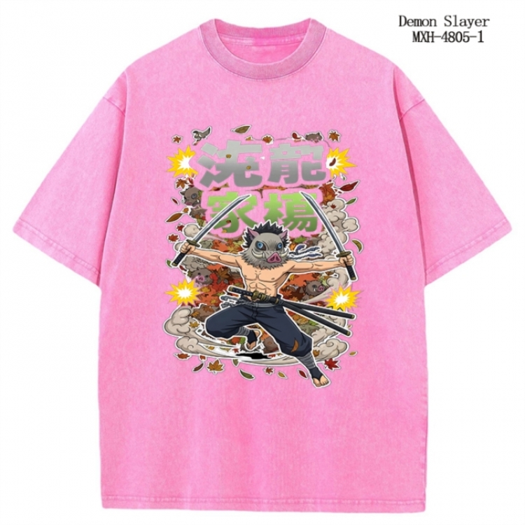 Demon Slayer Kimets Anime peripheral pure cotton washed and worn T-shirt from S to 4XL