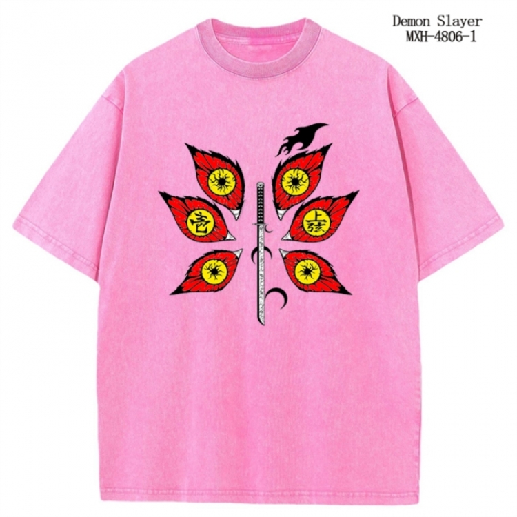 Demon Slayer Kimets Anime peripheral pure cotton washed and worn T-shirt from S to 4XL