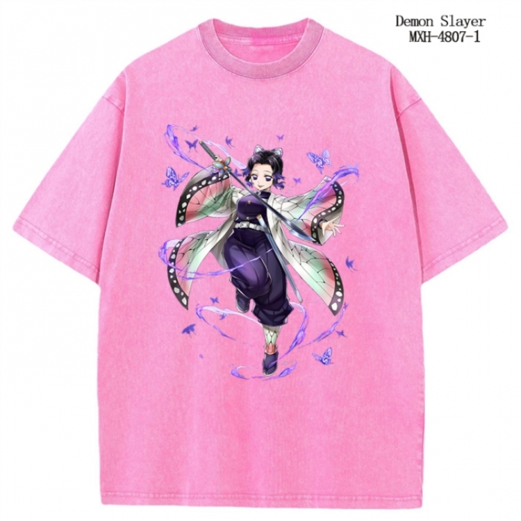 Demon Slayer Kimets Anime peripheral pure cotton washed and worn T-shirt from S to 4XL
