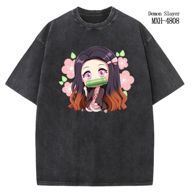 Demon Slayer Kimets Anime peripheral pure cotton washed and worn T-shirt from S to 4XL