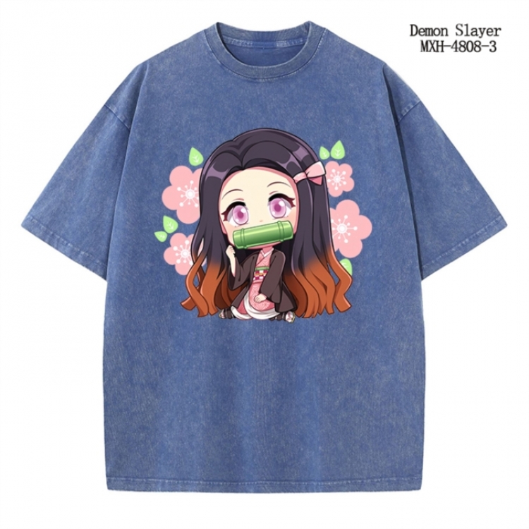 Demon Slayer Kimets Anime peripheral pure cotton washed and worn T-shirt from S to 4XL