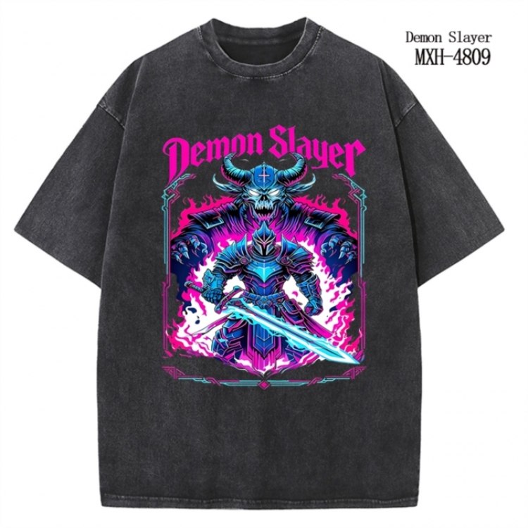 Demon Slayer Kimets Anime peripheral pure cotton washed and worn T-shirt from S to 4XL