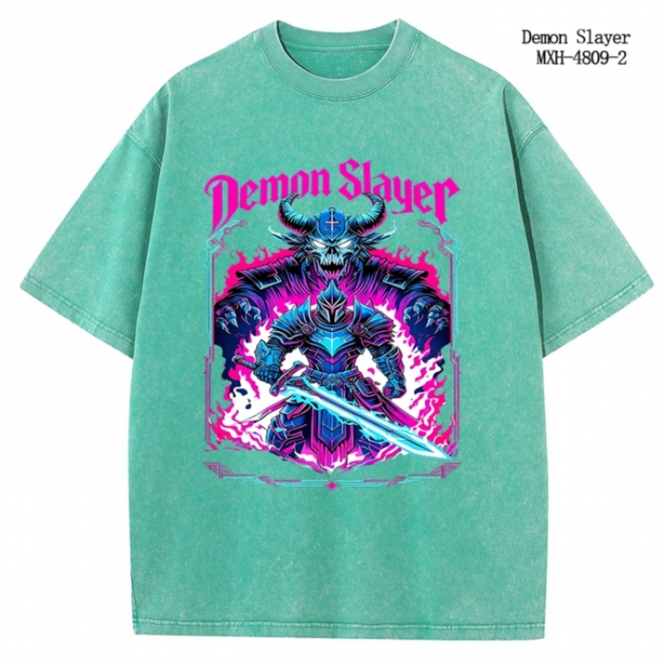 Demon Slayer Kimets Anime peripheral pure cotton washed and worn T-shirt from S to 4XL