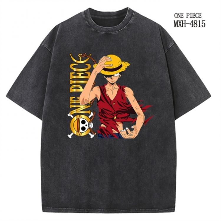 One Piece Anime peripheral pure cotton washed and worn T-shirt from S to 4XL