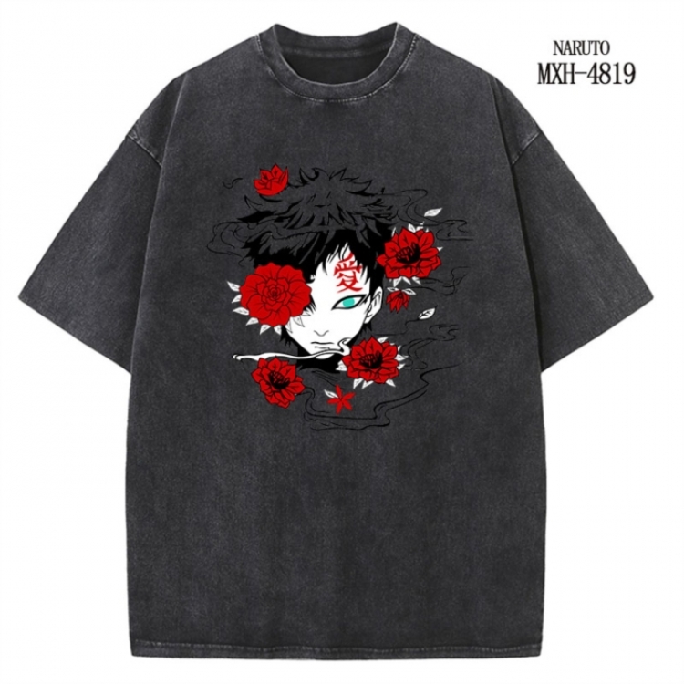 Naruto Anime peripheral pure cotton washed and worn T-shirt from S to 4XL