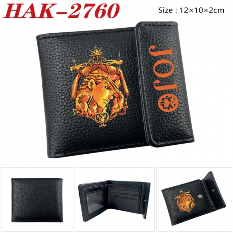 JoJos Bizarre Adventure Anime Litchi Pattern Hidden Buckle Half Fold Printed Wallet 12X10X2CM