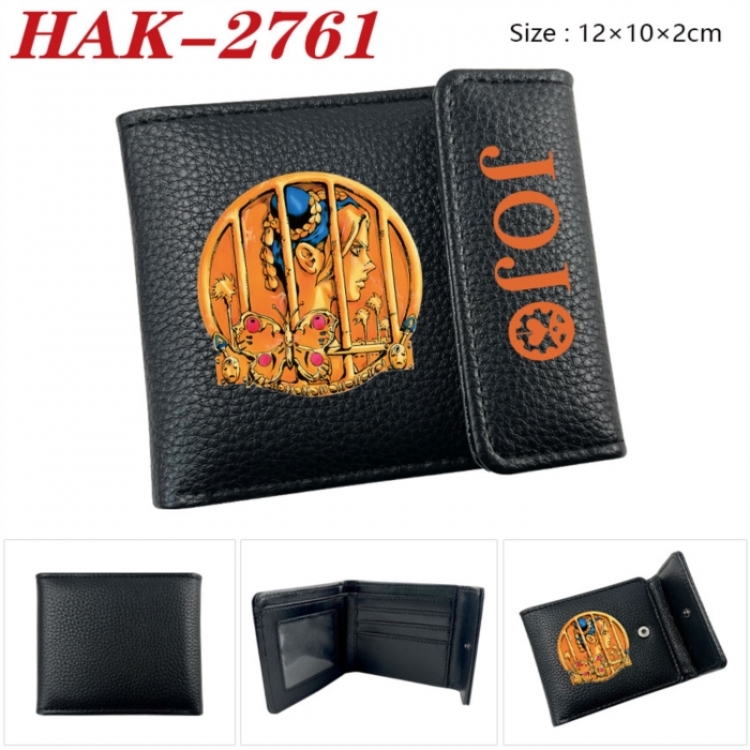 JoJos Bizarre Adventure Anime Litchi Pattern Hidden Buckle Half Fold Printed Wallet 12X10X2CM