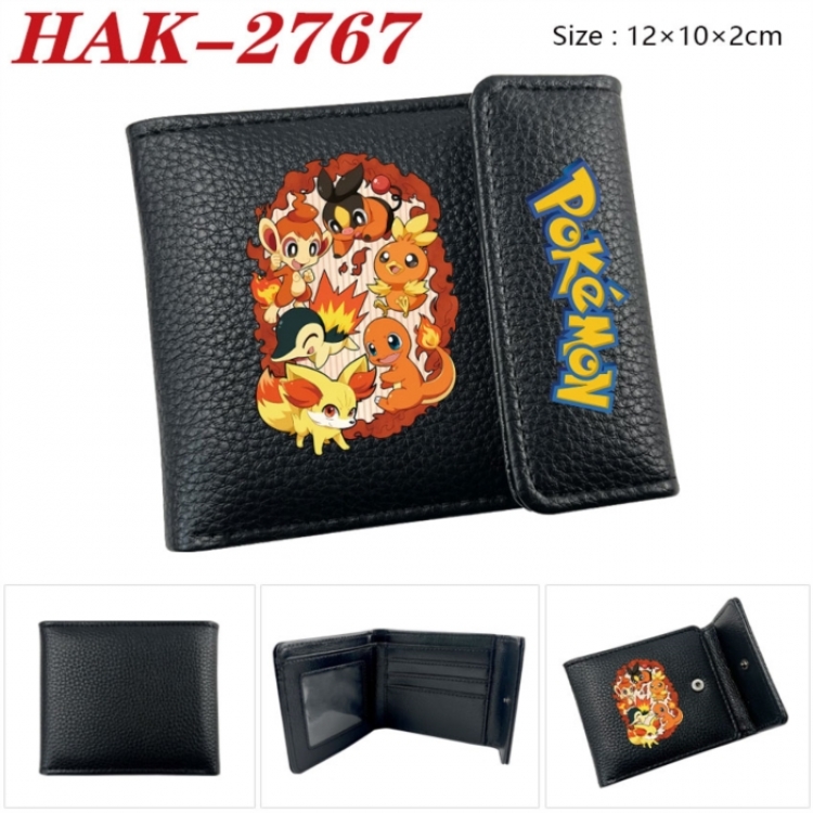 Pokemon Anime Litchi Pattern Hidden Buckle Half Fold Printed Wallet 12X10X2CM