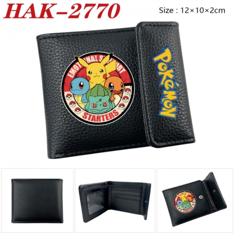 Pokemon Anime Litchi Pattern Hidden Buckle Half Fold Printed Wallet 12X10X2CM