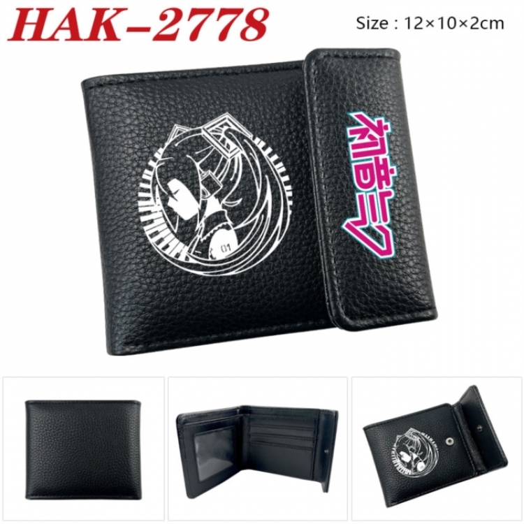 Hatsune Miku Anime Litchi Pattern Hidden Buckle Half Fold Printed Wallet 12X10X2CM