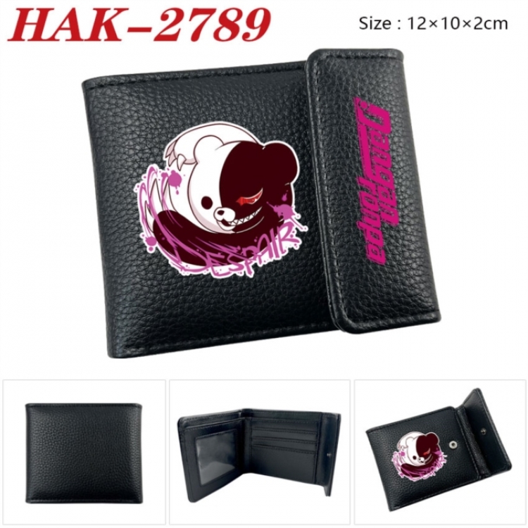 Dangan-Ronpa Anime Litchi Pattern Hidden Buckle Half Fold Printed Wallet 12X10X2CM