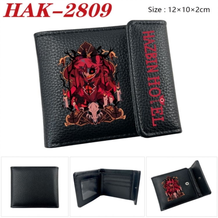 Hazbin Hotel Anime Litchi Pattern Hidden Buckle Half Fold Printed Wallet 12X10X2CM