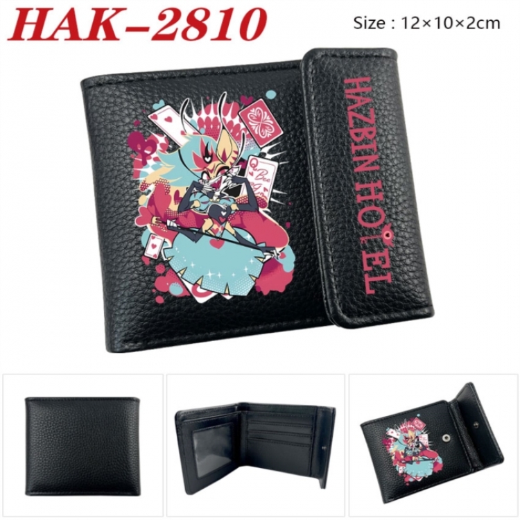 Hazbin Hotel Anime Litchi Pattern Hidden Buckle Half Fold Printed Wallet 12X10X2CM