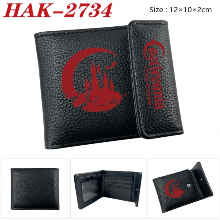 Castlevania Anime Litchi Pattern Hidden Buckle Half Fold Printed Wallet 12X10X2CM