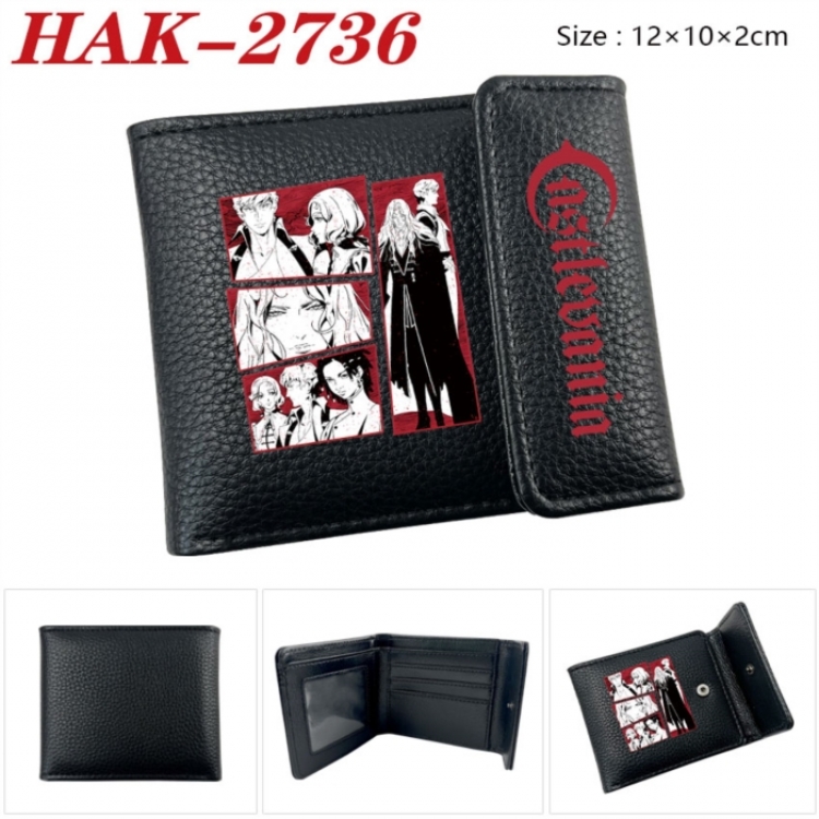 Castlevania Anime Litchi Pattern Hidden Buckle Half Fold Printed Wallet 12X10X2CM