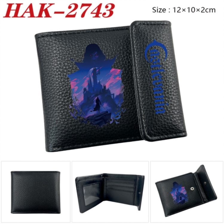 Castlevania Anime Litchi Pattern Hidden Buckle Half Fold Printed Wallet 12X10X2CM