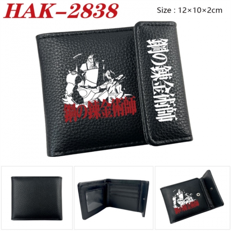 Fullmetal Alchemist Anime Litchi Pattern Hidden Buckle Half Fold Printed Wallet 12X10X2CM