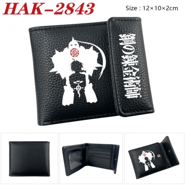 Fullmetal Alchemist Anime Litchi Pattern Hidden Buckle Half Fold Printed Wallet 12X10X2CM