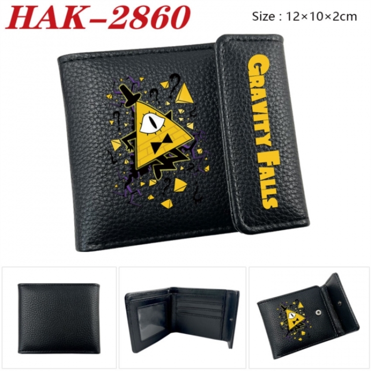 Gravity Falls Anime Litchi Pattern Hidden Buckle Half Fold Printed Wallet 12X10X2CM